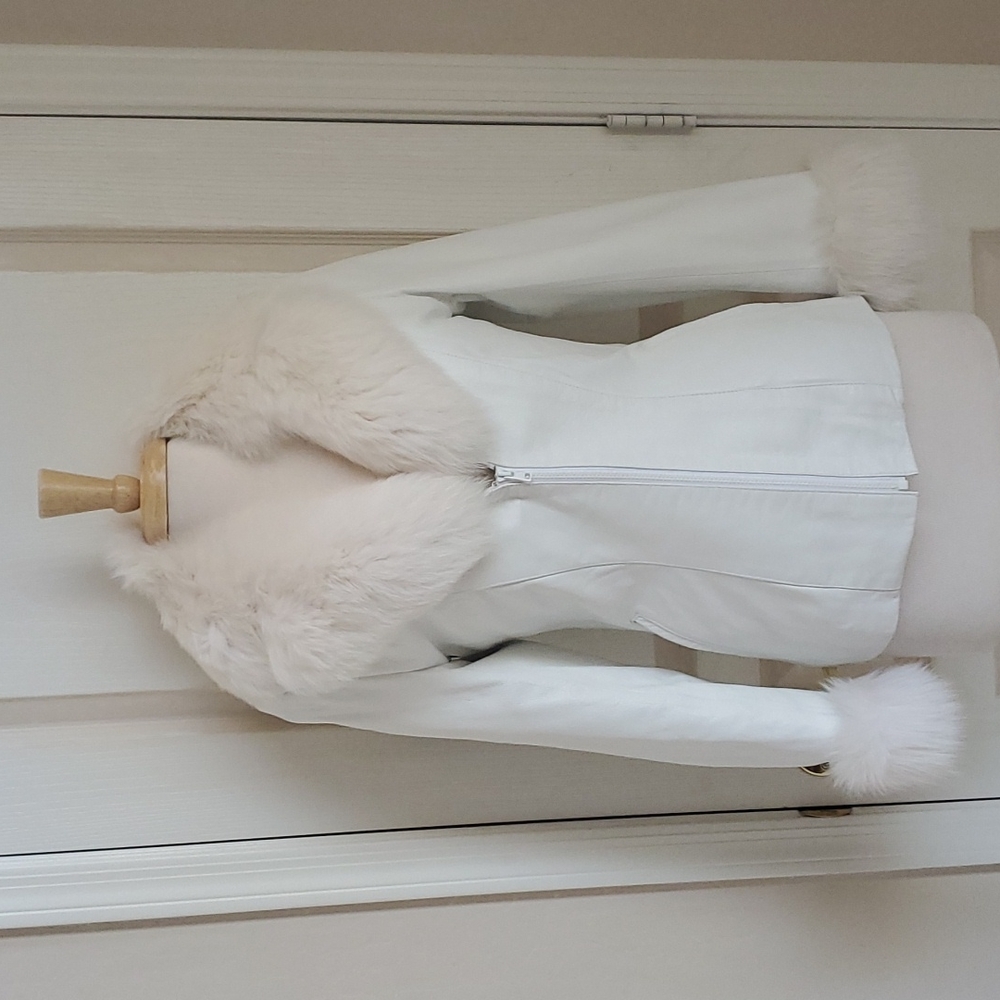 White Fox & Leather Bodycon Jacket